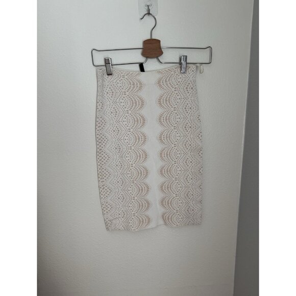 Bcbg MaxAzria Geometric Print Bodycon 2pc Pencil Skirt Set Sze Small Cream Beige - Picture 10 of 10